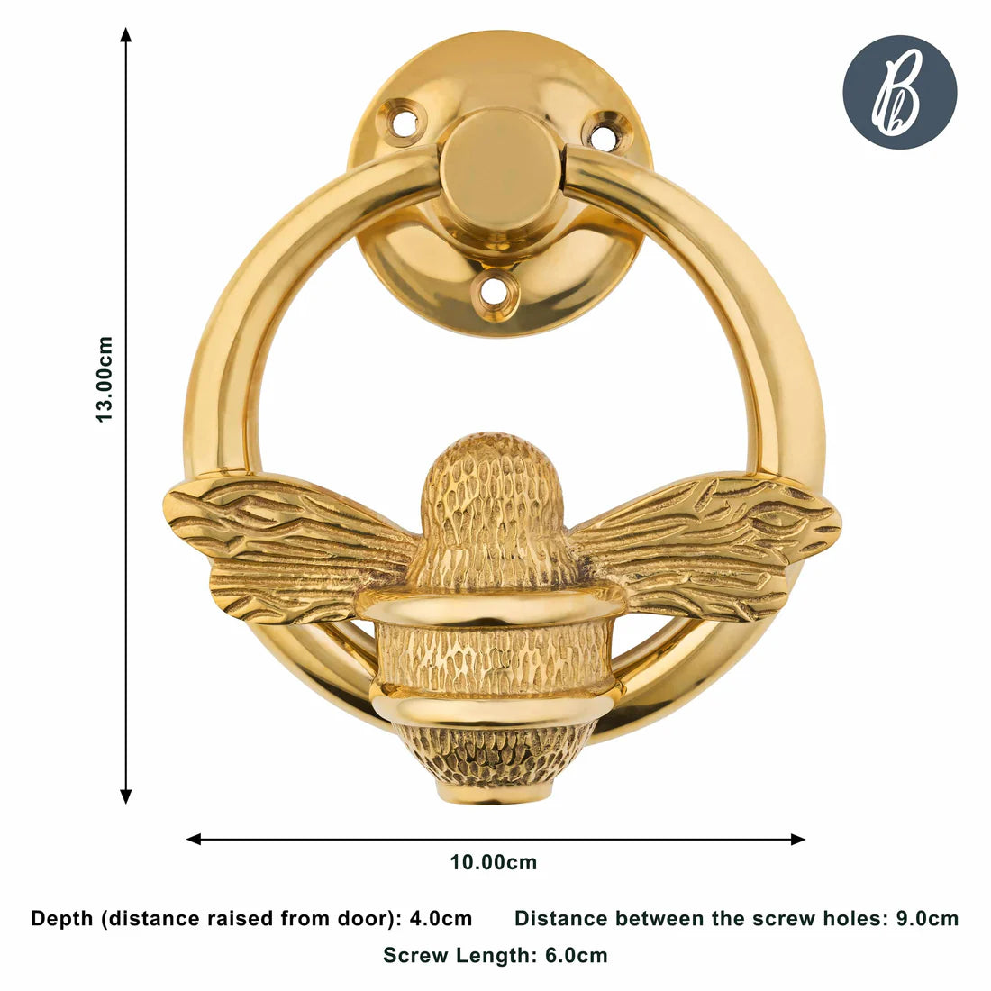 BUMBLE BEE RING DOOK KNOCKER BRASS FINISH