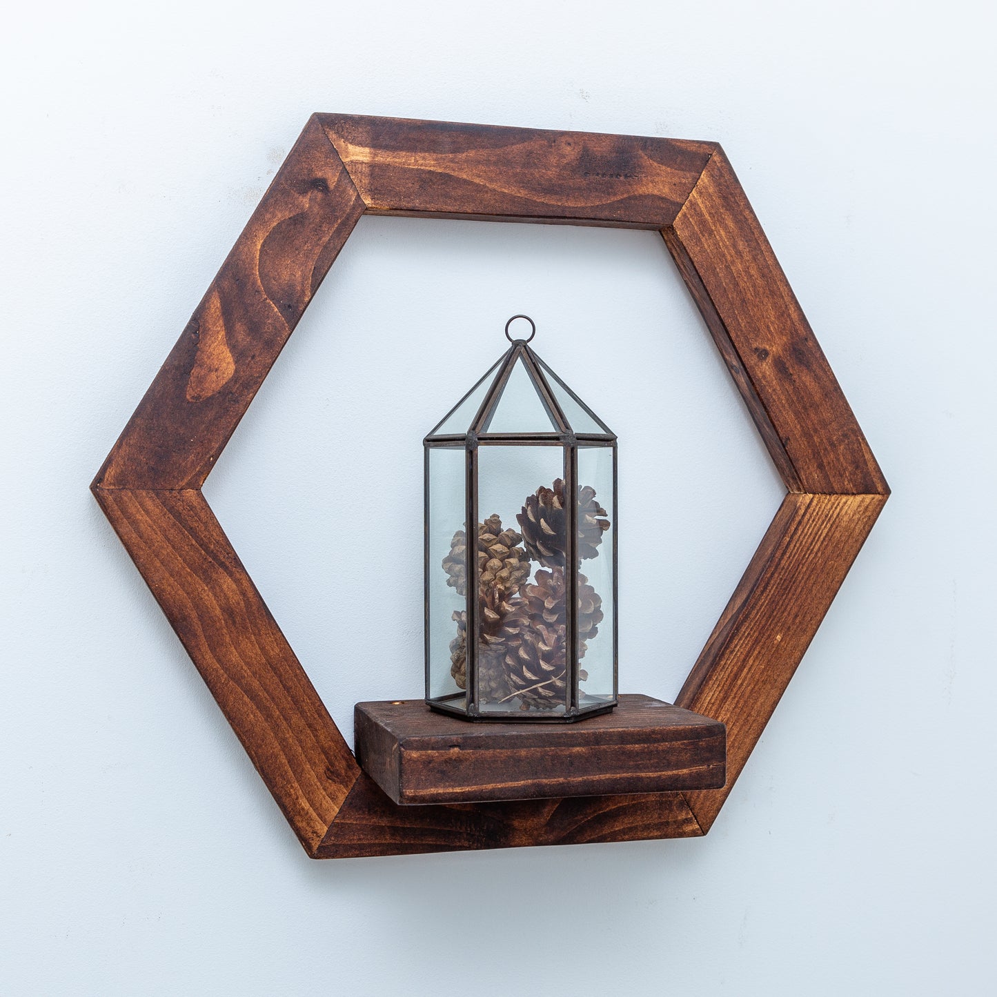 HEXAGONAL RUSTIC FLOWER SHELF