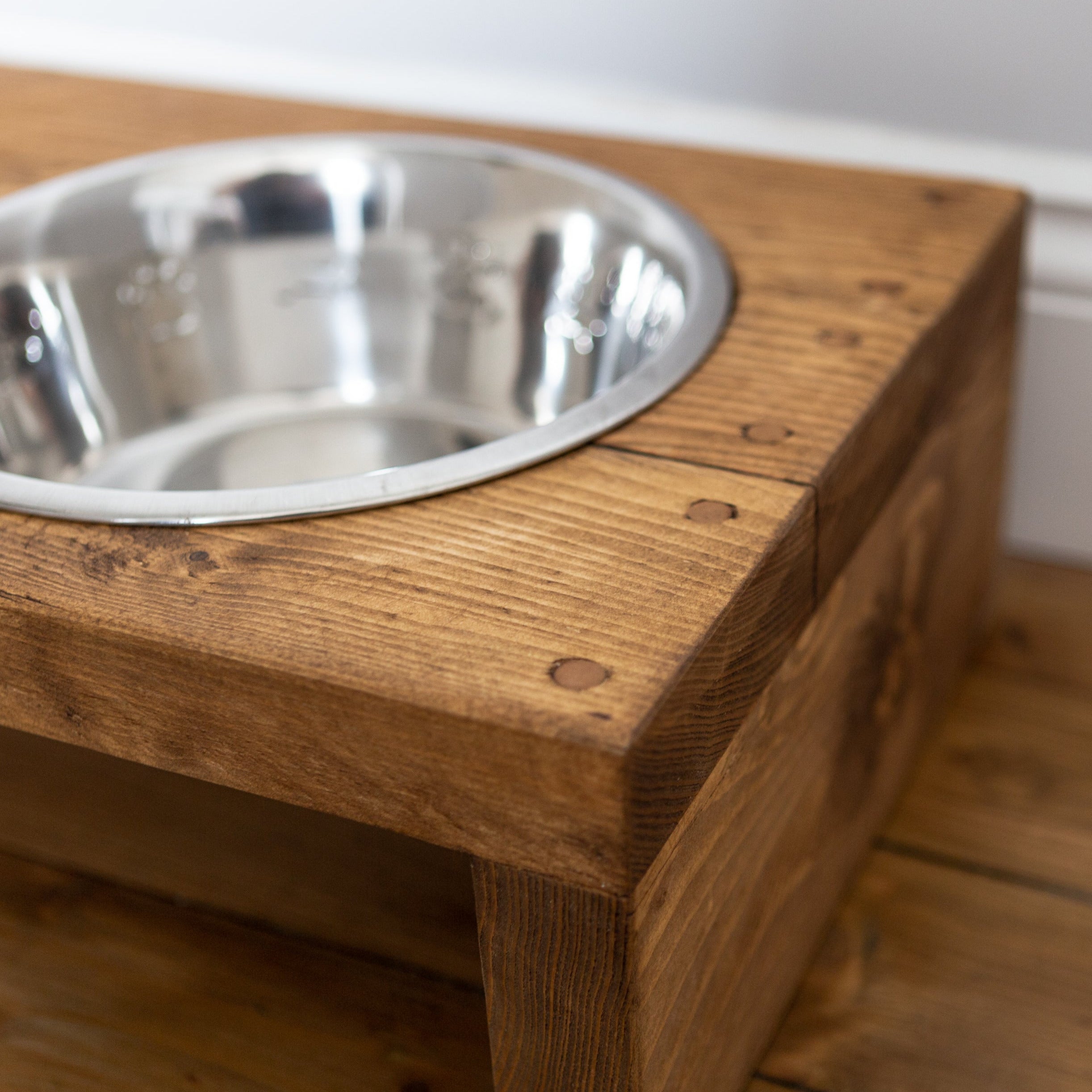 Live edge sales dog bowl stand