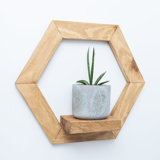 HEXAGONAL RUSTIC FLOWER SHELF